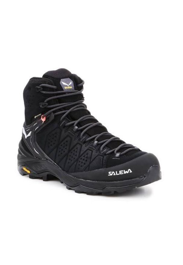 Buty trekkingowe damskie Salewa WS Alp Trainer 2 Mid Gtx. Kolor: czarny. Materiał: zamsz, materiał, syntetyk, tkanina, guma. Sezon: zima. Styl: sportowy