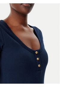 TOMMY HILFIGER - Tommy Hilfiger Sukienka codzienna Henley WW0WW43864 Granatowy Slim Fit. Okazja: na co dzień. Typ kołnierza: typu henley. Kolor: niebieski. Materiał: bawełna. Typ sukienki: proste. Styl: casual #5