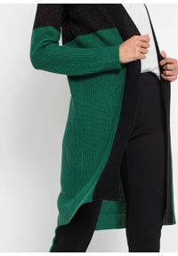 Długi sweter bez zapięcia bonprix zielono-czarny. Kolor: zielony. Długość: długie #4