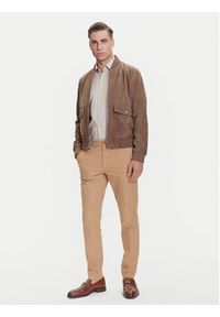Michael Kors Kurtka skórzana CT5801E4R4 Brązowy Regular Fit. Kolor: brązowy. Materiał: skóra