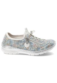 Półbuty damskie Rieker, cholewka materiałowa z nadrukiem kwiatowym wsuwane na płaskiej podeszwie, multikolor, L3252-91. Okazja: na co dzień, na spacer. Zapięcie: bez zapięcia. Kolor: wielokolorowy. Materiał: materiał. Szerokość cholewki: normalna. Wzór: nadruk, kwiaty. Obcas: na płaskiej podeszwie. Styl: klasyczny, casual #5