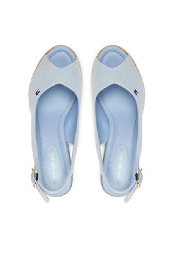 TOMMY HILFIGER - Tommy Hilfiger Espadryle Flag High Wedge Espad Slingback FW0FW09343 Błękitny. Kolor: niebieski. Materiał: materiał