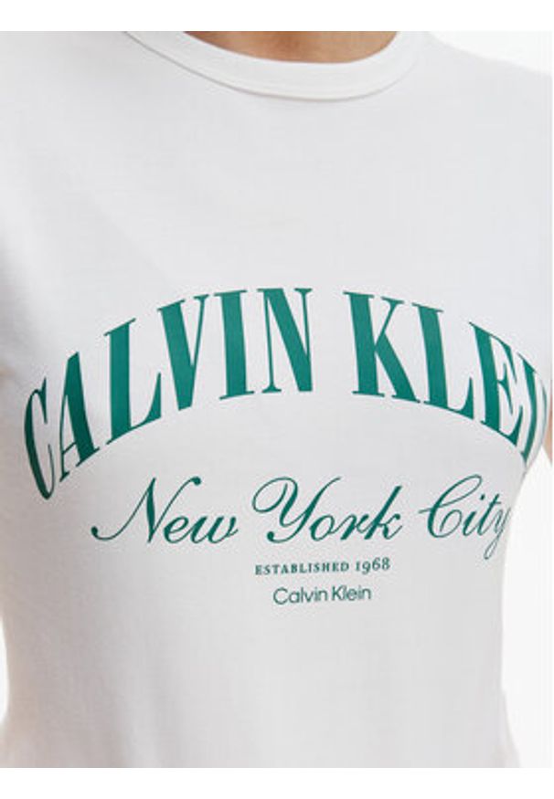 Calvin Klein Jeans T-Shirt Graphic Logo LV047F815G Biały Slim Fit. Kolor: biały. Materiał: bawełna