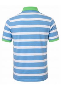 Męska Koszulka Polo - Pako Jeans - Biało-Niebieska w Paski. Okazja: na co dzień. Typ kołnierza: polo. Kolor: niebieski. Materiał: bawełna. Wzór: prążki, paski. Styl: casual #2