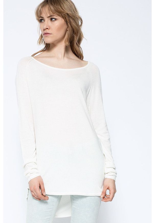 only - Only - Sweter. Okazja: na co dzień. Kolor: beżowy. Materiał: dzianina. Długość rękawa: raglanowy rękaw. Wzór: gładki. Styl: casual