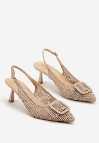 Renee - Ciemnobeżowe Sandały na Kaczuszce Typu Slingback z Klamrą Talimea. Zapięcie: klamry. Kolor: beżowy. Sezon: lato, wiosna. Obcas: na szpilce. Styl: elegancki #4