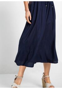 bonprix - Spódnica maxi z wiskozy z wygodnym ściągaczem w talii z wiązanym paskiem. Kolor: niebieski. Materiał: wiskoza. Wzór: nadruk. Styl: elegancki #2