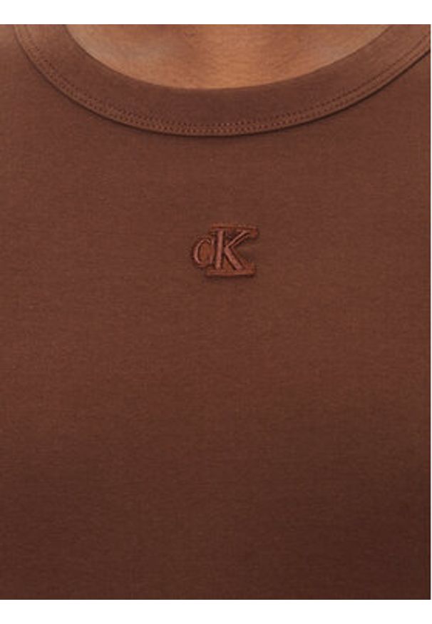Calvin Klein Jeans Sukienka codzienna LV047C240G Brązowy Slim Fit. Okazja: na co dzień. Kolor: brązowy. Materiał: bawełna. Typ sukienki: proste. Styl: casual