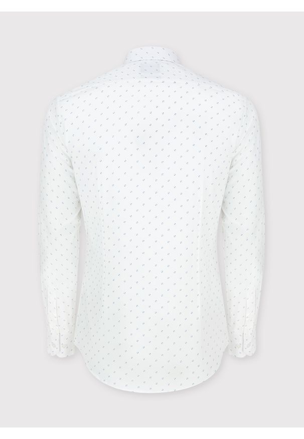 PAKO LORENTE – Biała koszula z długimi rękawami w mikrowzór P24SF-1X-023-B-S -Pako Lorente. Okazja: na co dzień. Kolor: biały. Materiał: jeans, elastan. Długość rękawa: długi rękaw. Długość: długie. Styl: casual