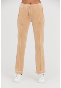 Juicy Couture - JUICY COUTURE Beżowe damskie spodnie dresowe Tina Track Pants, Rozmiar L. Kolor: beżowy. Materiał: dresówka