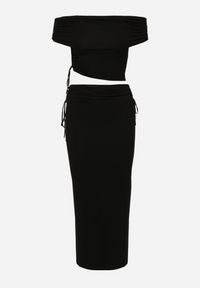 Born2be - Czarny Bawełniany Komplet Bluzka Hiszpanka i Spódnica Maxi z Rozcięciem Aucila. Kolor: czarny. Materiał: bawełna #2