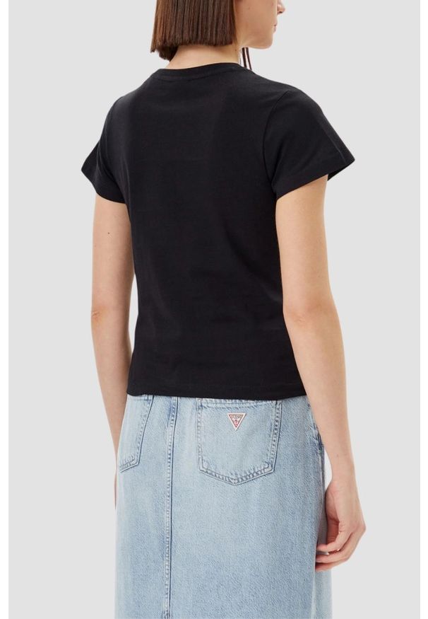 Guess - GUESS Czarny damski t-shirt Narciso, Rozmiar L. Kolor: czarny