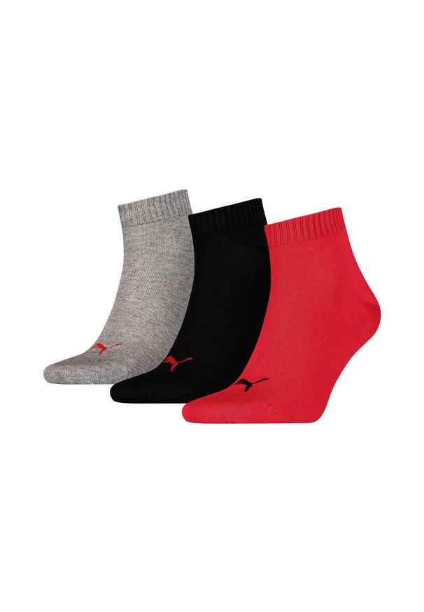 Skarpety męskie Puma QUARTER 3-PACK. Kolor: czarny, szary, czerwony, wielokolorowy. Sport: turystyka piesza