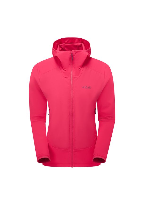 Kurtka softshellowa damska Rab Borealis Hoody z kapturem. Typ kołnierza: kaptur. Kolor: różowy. Materiał: softshell. Sport: turystyka piesza