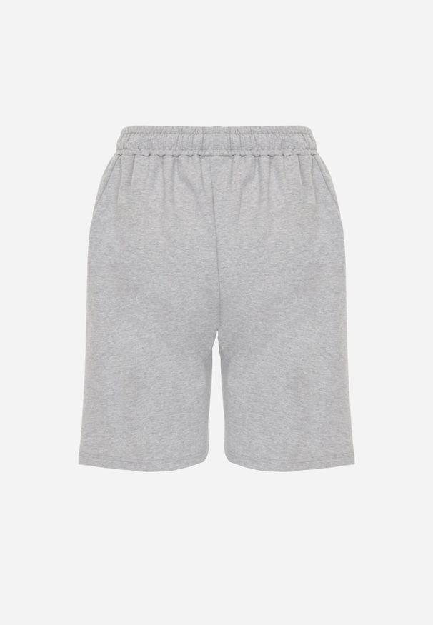 Born2be - Szare Dresowe Szorty Sportowe z Bawełną i Kieszeniami na Suwak Rharanin. Okazja: na co dzień, do domu. Kolor: szary. Materiał: bawełna, dresówka. Styl: sportowy