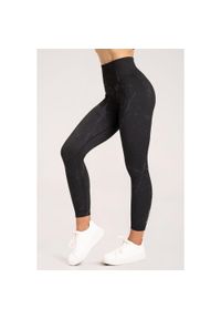 GYM GLAMOUR - Legginsy fitness damskie Gym Glamour marble. Kolor: czarny. Sport: fitness