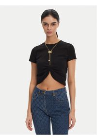 Elisabetta Franchi T-Shirt MA-006-51E2 Czarny Regular Fit. Kolor: czarny. Materiał: bawełna #1