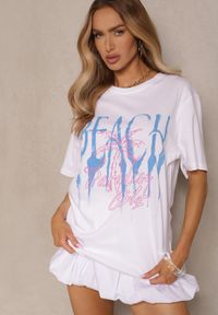 Renee - Biała Bawełniana Koszulka z Nadrukiem Savileine. Okazja: na co dzień. Kolor: biały. Materiał: bawełna. Wzór: nadruk. Styl: klasyczny, casual, elegancki #5