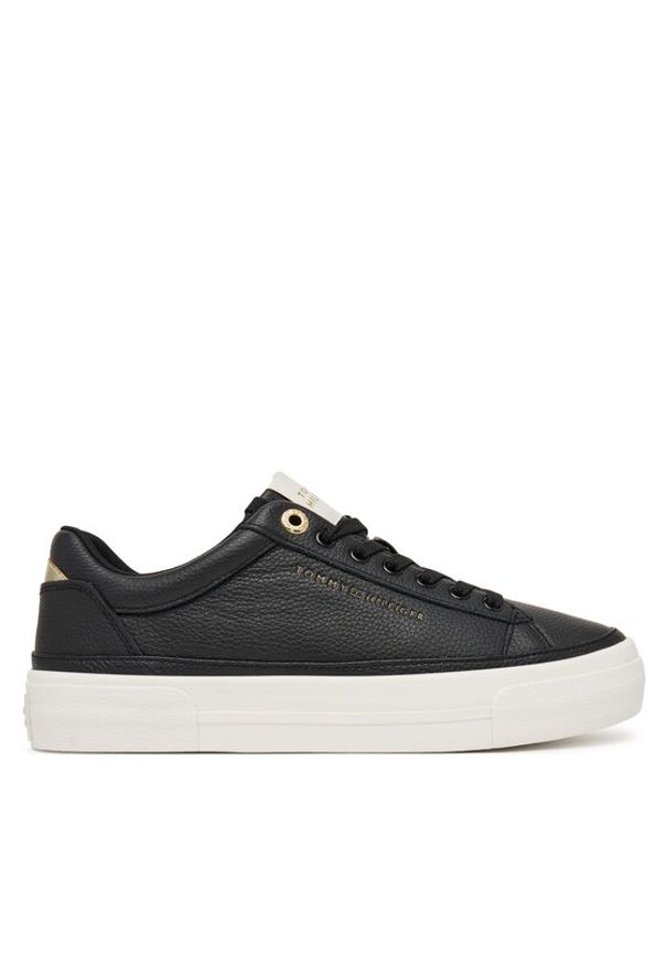 TOMMY HILFIGER - Tommy Hilfiger Sneakersy Th Foxing Platform Leather FW0FW09018 Czarny. Kolor: czarny. Materiał: skóra. Obcas: na platformie