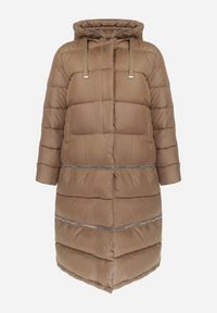 Born2be - Beżowa Pikowana Kurtka Płaszcz z Regulacją Długości Mutileni. Kolor: beżowy. Wzór: aplikacja. Styl: klasyczny #2