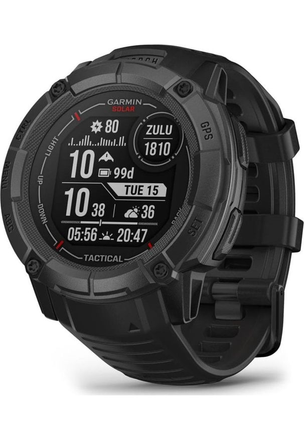 GARMIN - Zegarek sportowy Garmin Instinct 2X Solar Tactical Edition Czarny (010-02805-03). Kolor: czarny. Styl: sportowy