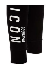 DSQUARED2 - Czarne spodnie dresowe z kontrastowym logo. Kolor: czarny. Materiał: dresówka. Wzór: aplikacja #2