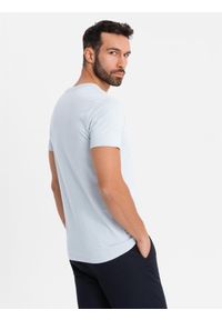 Ombre Clothing - Klasyczna męska bawełniana koszulka z dekoltem w serek BASIC – jasnoszara V23. Typ kołnierza: dekolt w serek. Kolor: szary. Materiał: bawełna. Styl: klasyczny #4