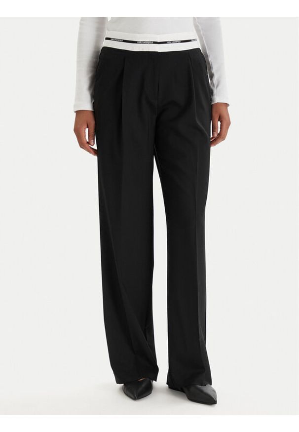 Karl Lagerfeld - KARL LAGERFELD Spodnie materiałowe B1W10002 Czarny Regular Fit. Kolor: czarny. Materiał: wełna