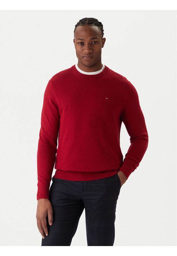 TOMMY HILFIGER - Tommy Hilfiger Sweter MW0MW28046 Czerwony Regular Fit. Kolor: czerwony. Materiał: bawełna