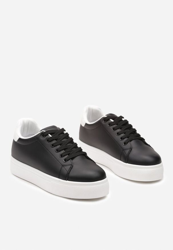 Renee - Czarne Sneakersy z Cholewką przed Kostkę na Platformie Longana. Okazja: na spotkanie biznesowe, na co dzień. Wysokość cholewki: przed kostkę. Kolor: czarny. Materiał: jeans. Szerokość cholewki: normalna. Sezon: lato, wiosna. Obcas: na platformie