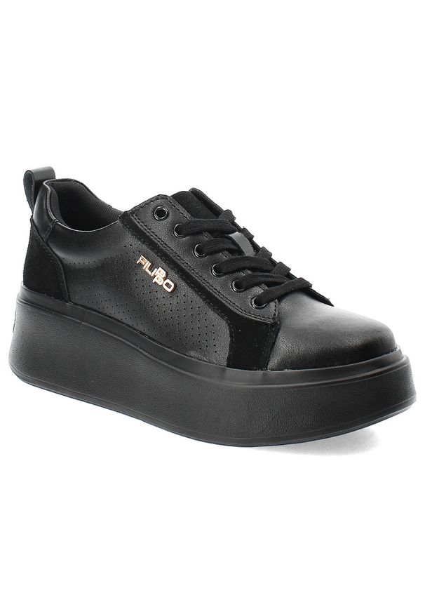 Czarne Sneakersy Filippo Modne Obuwie Damskie. Okazja: na co dzień. Kolor: czarny. Materiał: skóra. Szerokość cholewki: normalna. Wzór: jednolity. Sport: turystyka piesza