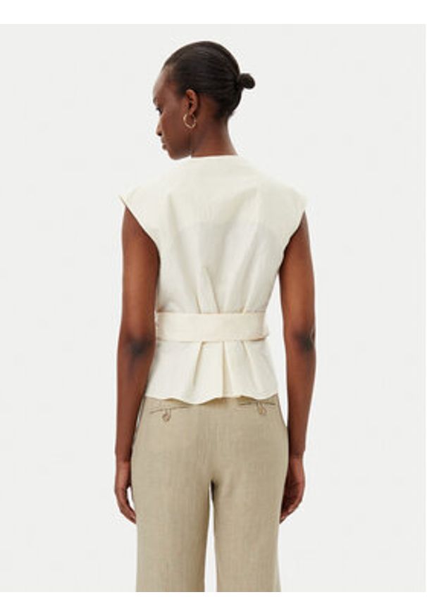 Marella Bluzka Bronzo 2513161072200 Écru Slim Fit. Materiał: bawełna