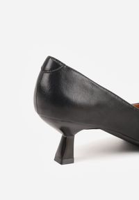 Born2be - Czarne Czółenka Vices na Obcasie w Stylu Kaczuszki z Wkładką ze Skóry Naturalnej Lukke. Kolor: czarny. Materiał: skóra. Obcas: na obcasie. Styl: elegancki. Wysokość obcasa: średni #7