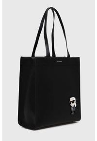Karl Lagerfeld torebka skórzana kolor czarny. Kolor: czarny. Materiał: skórzane. Rodzaj torebki: na ramię #4