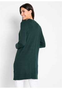 Długi sweter dzianinowy bez zapięcia, długi rękaw bonprix głęboki zielony. Kolor: zielony. Materiał: dzianina. Długość rękawa: długi rękaw. Długość: długie #3