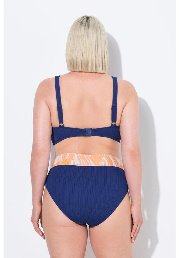 ULLA POPKEN - Damskie Bikini fale miękkie miseczki regulowane ramiączka wysoki stan. Stan: podwyższony. Kolekcja: plus size. Kolor: niebieski. Materiał: poliamid, materiał, elastan