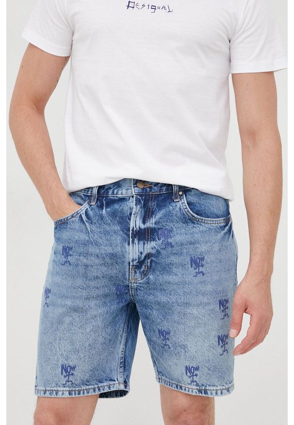 Desigual szorty jeansowe 22SMDD07 męskie. Okazja: na co dzień. Kolor: niebieski. Materiał: jeans. Styl: casual