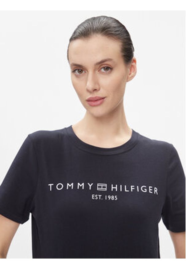 TOMMY HILFIGER - Tommy Hilfiger T-Shirt WW0WW40276 Granatowy Regular Fit. Kolor: niebieski. Materiał: bawełna
