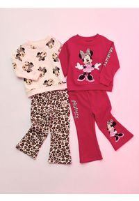 Sinsay - Legginsy flare z nadrukiem 2 pack Minnie Mouse - różowy. Kolor: różowy. Wzór: motyw z bajki, nadruk #1