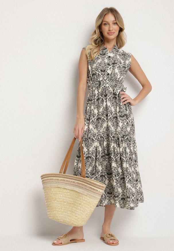 Born2be - Czarna Wiskozowa Sukienka Bez Rękawów z Wiązanym Paskiem Filimea. Okazja: na co dzień. Typ kołnierza: dekolt w kształcie V. Kolor: czarny. Materiał: wiskoza. Długość rękawa: bez rękawów. Typ sukienki: proste. Styl: casual, elegancki