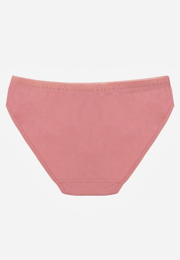 Renee - Ciemnoróżowe Majtki Figi z Bawełny z Napisem Love Adririn. Kolor: różowy. Materiał: bawełna. Wzór: napisy