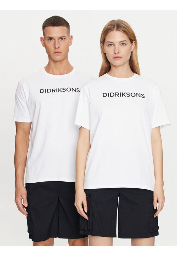 Didriksons T-Shirt Harald 505551 Biały Regular Fit. Kolor: biały. Materiał: bawełna