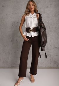 Renee - Biała Boho Koszula z Wiskozy Bez Rękawów Zdobiona Haftem Melirianne. Kolor: biały. Materiał: wiskoza. Długość rękawa: bez rękawów. Wzór: haft, aplikacja. Sezon: lato. Styl: boho #6