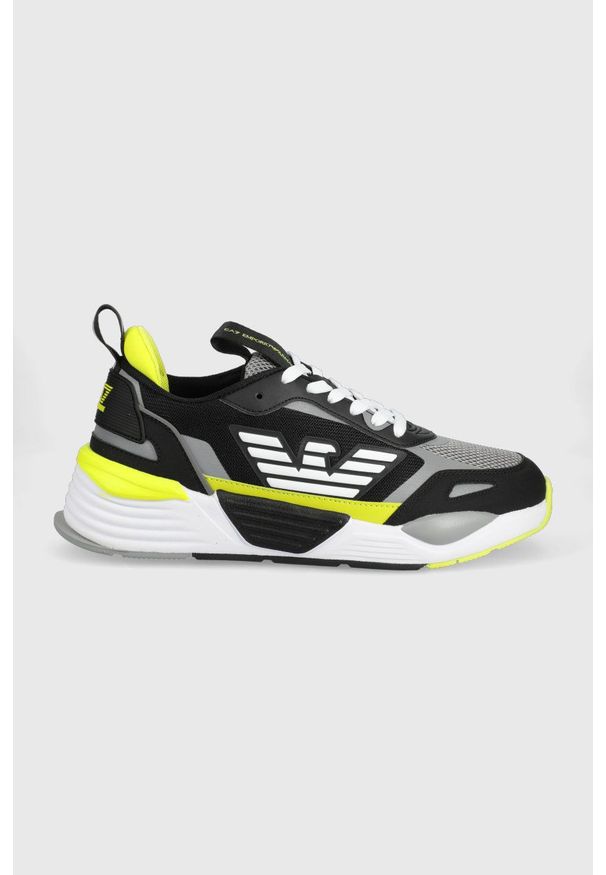 EA7 Emporio Armani buty kolor czarny. Nosek buta: okrągły. Zapięcie: sznurówki. Kolor: czarny. Materiał: guma