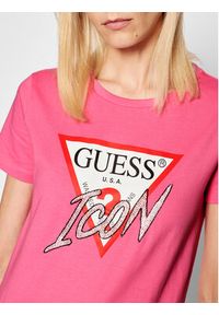 Guess T-Shirt Icon W1YI0Y I3Z00 Różowy Regular Fit. Kolor: różowy. Materiał: bawełna