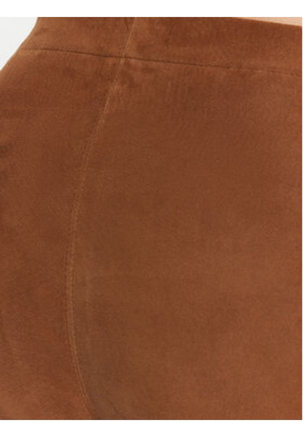 Serge Pariente Spodnie skórzane Strechy Vs Brązowy Slim Fit. Kolor: brązowy. Materiał: skóra