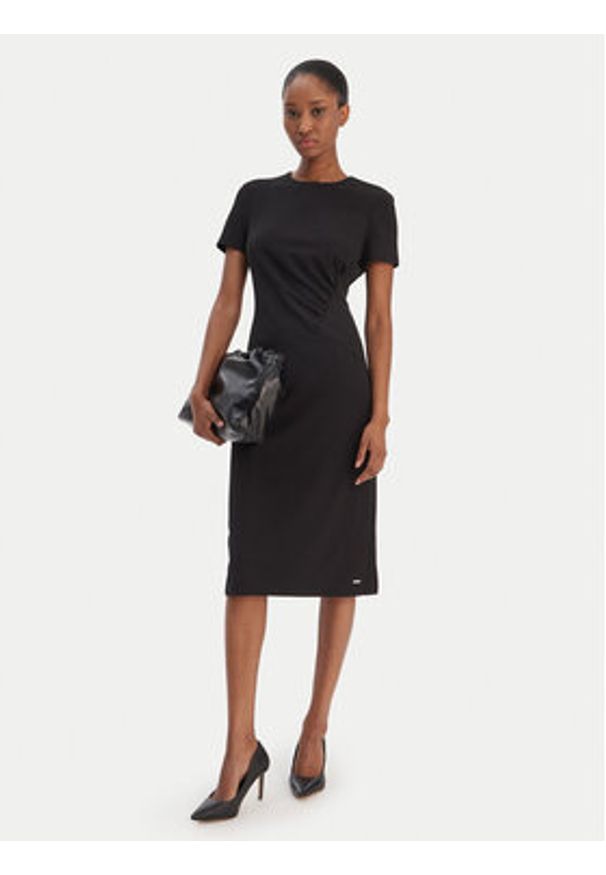 Calvin Klein Sukienka koktajlowa LV044E048G Czarny Slim Fit. Kolor: czarny. Materiał: syntetyk. Styl: wizytowy