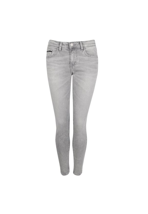 Calvin Klein Jeansy "Skinny". Materiał: jeans. Długość: do kostek. Wzór: aplikacja