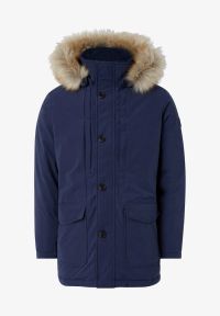 Wrangler - WRANGLER PARKA JACKET MĘSKA KURTKA ZIMOWA NAVY W4E6X7114 112320173. Materiał: futro, jeans, poliester, polar, materiał, poliamid, syntetyk, włókno, sztruks. Wzór: aplikacja, napisy. Sezon: zima. Styl: elegancki