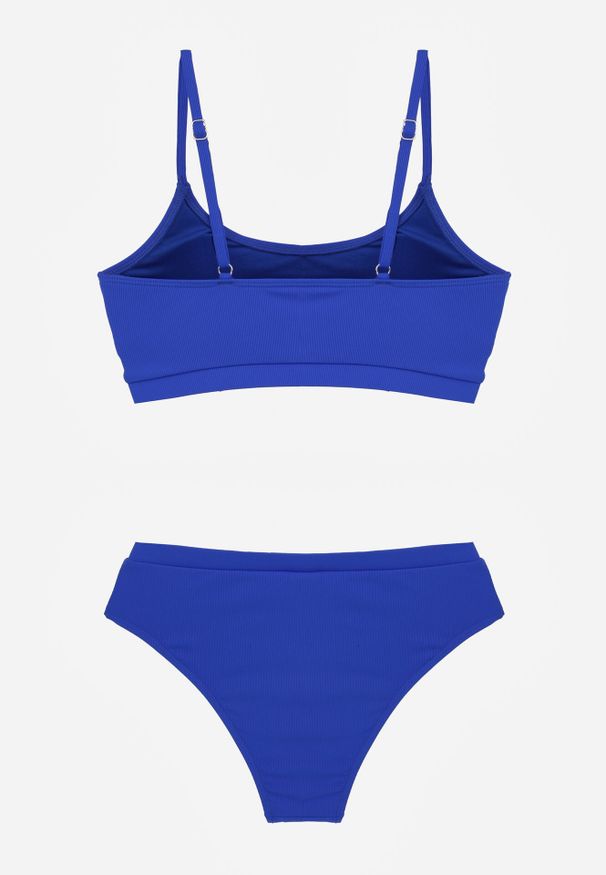 Born2be - Niebieskie Prążkowane Bikini o Klasycznym Kroju z Regulacją Ramiączek Shariesh. Kolekcja: plus size. Kolor: niebieski. Materiał: prążkowany. Długość: długie